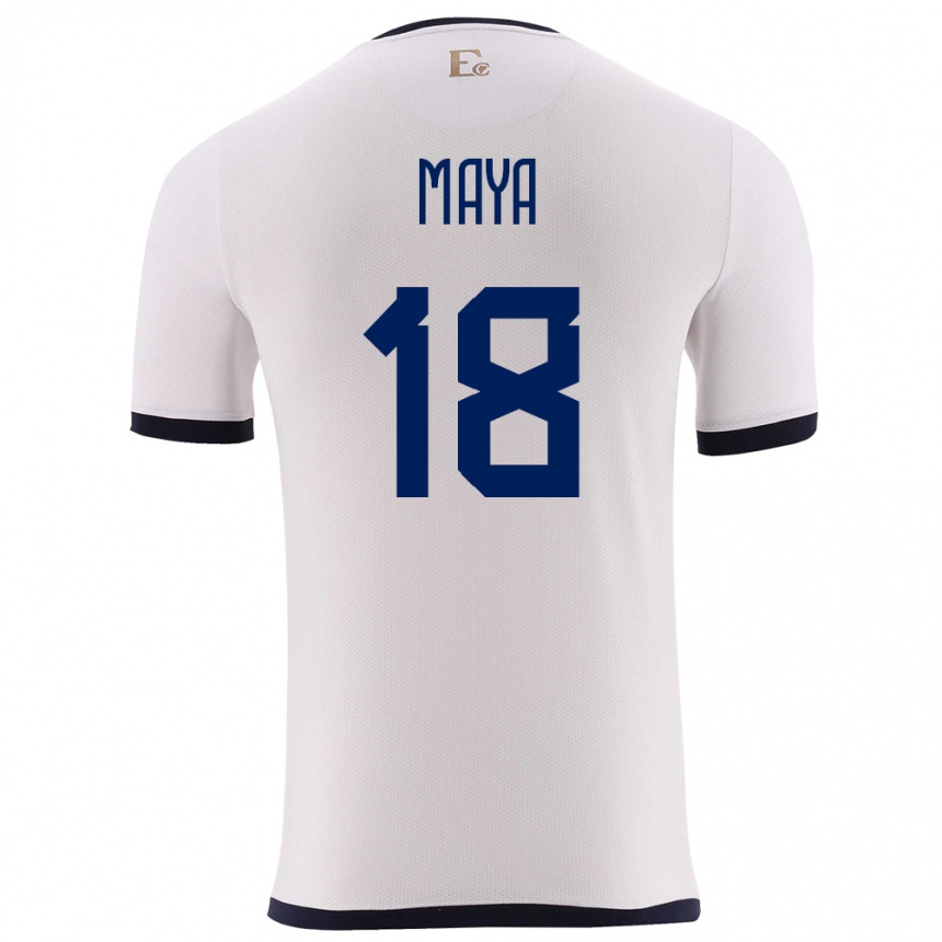 ילדים כדורגל אקוודור Jhoel Maya #18 לבן הרחק ג'רזי 24-26