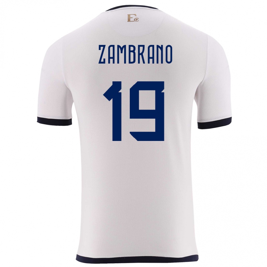 ילדים כדורגל אקוודור Cristhoper Zambrano #19 לבן הרחק ג'רזי 24-26