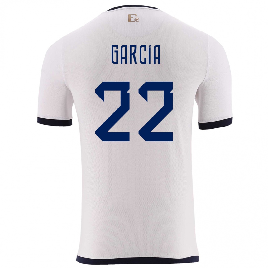 ילדים כדורגל אקוודור Jostin García #22 לבן הרחק ג'רזי 24-26