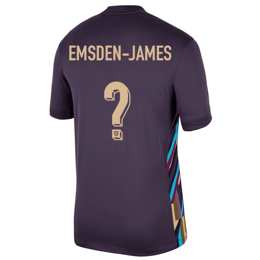 ילדים כדורגל אנגליה Harley Emsden-James #0 צימוק כהה הרחק ג'רזי 24-26