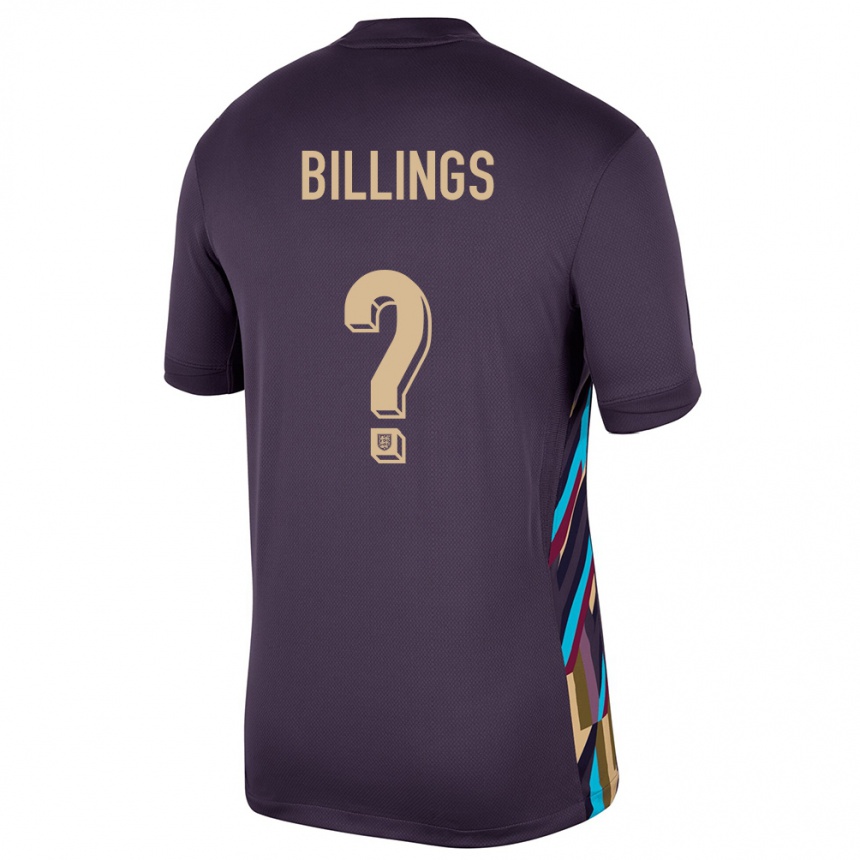 ילדים כדורגל אנגליה Frazer Billings #0 צימוק כהה הרחק ג'רזי 24-26