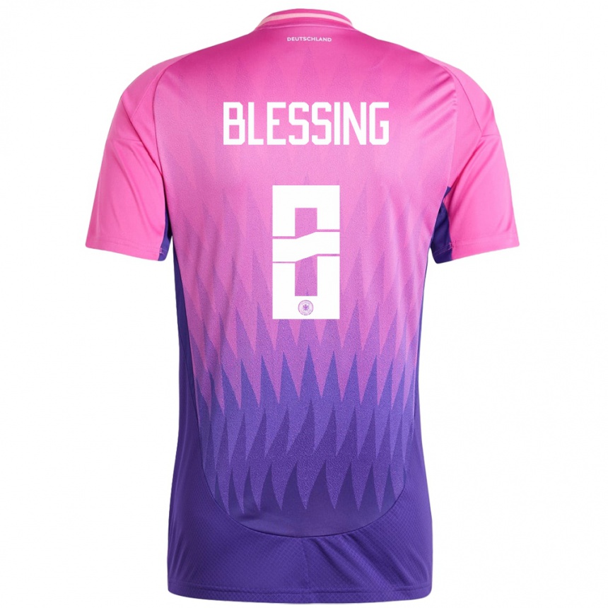 ילדים כדורגל גרמניה Èlisée Blessing #8 ורוד סגול הרחק ג'רזי 24-26