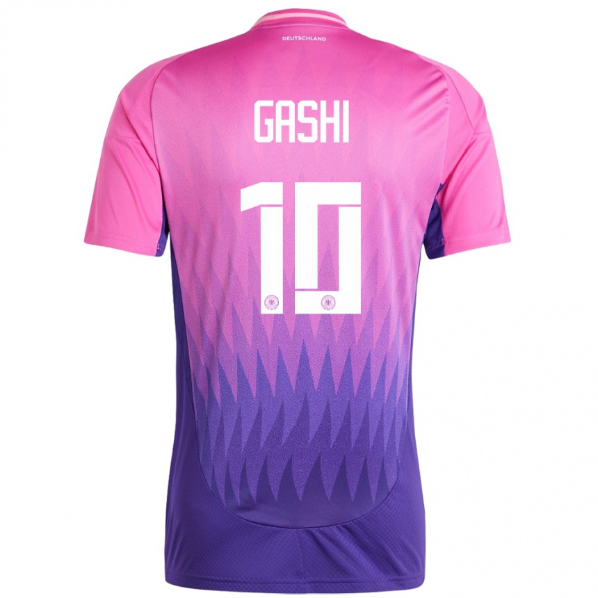 ילדים כדורגל גרמניה Yll Gashi #10 ורוד סגול הרחק ג'רזי 24-26