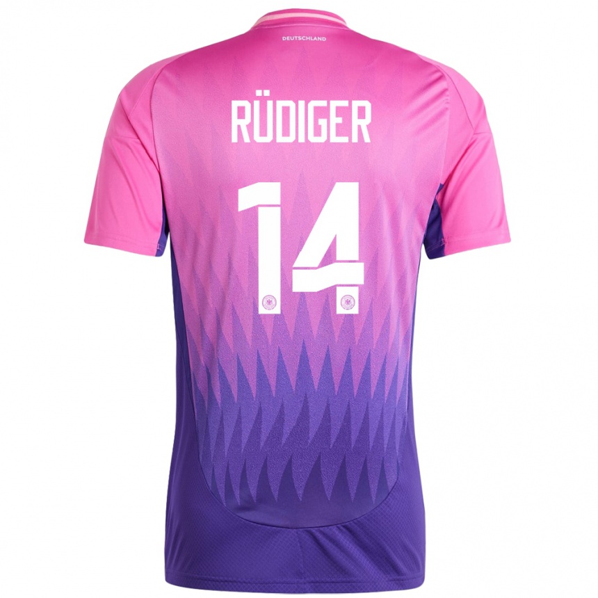 ילדים כדורגל גרמניה Fin-Luca Rüdiger #14 ורוד סגול הרחק ג'רזי 24-26