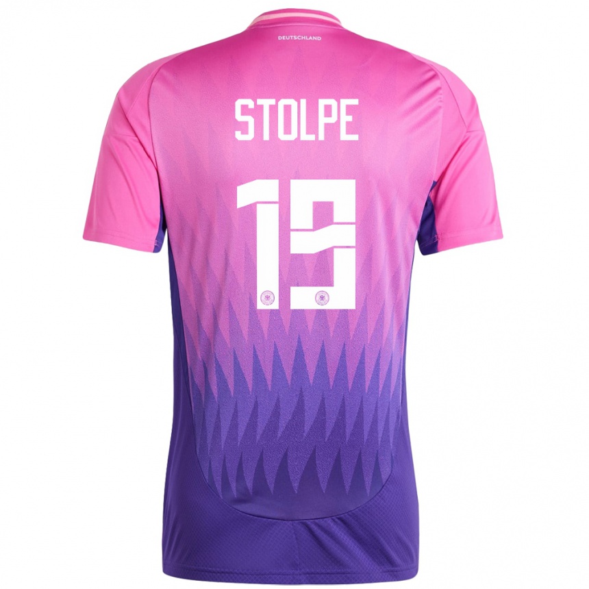 ילדים כדורגל גרמניה Robin Stolpe #19 ורוד סגול הרחק ג'רזי 24-26