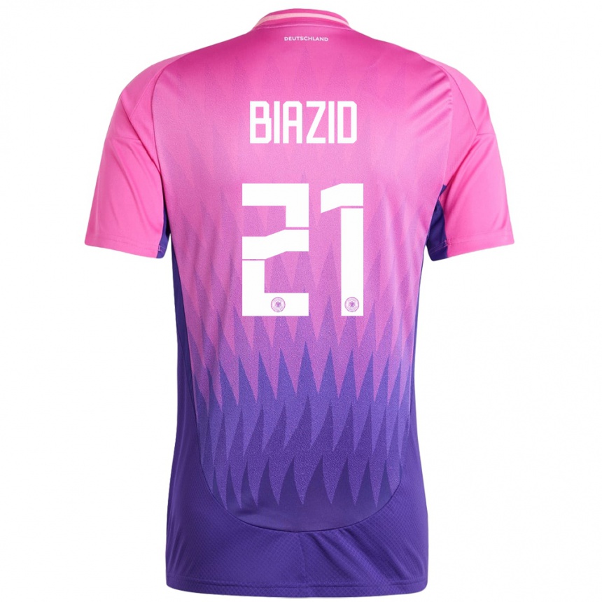 ילדים כדורגל גרמניה Zain Biazid #21 ורוד סגול הרחק ג'רזי 24-26
