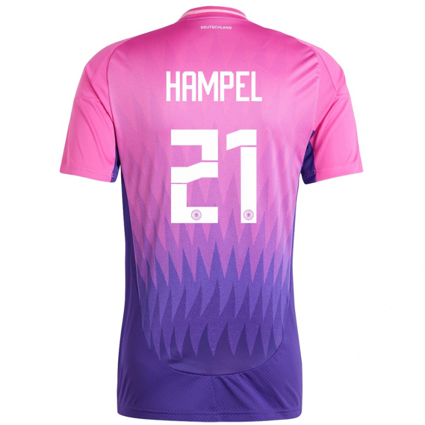 ילדים כדורגל גרמניה Luca Hampel #21 ורוד סגול הרחק ג'רזי 24-26