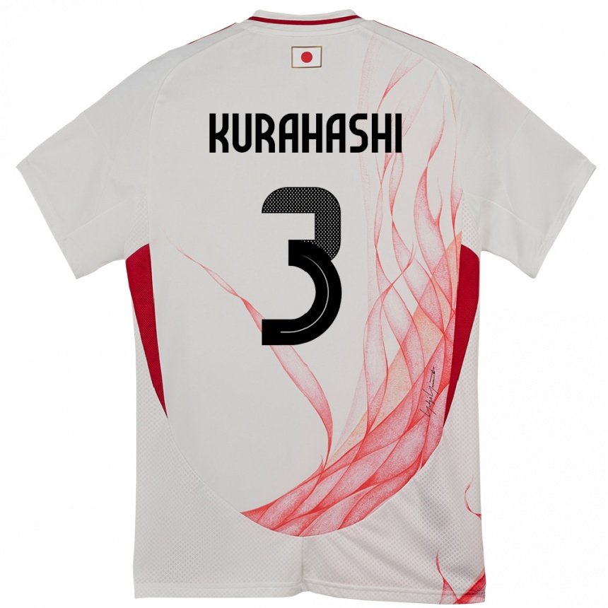 ילדים כדורגל יַפָּן Koki Kurahashi #3 לָבָן הרחק ג'רזי 24-26