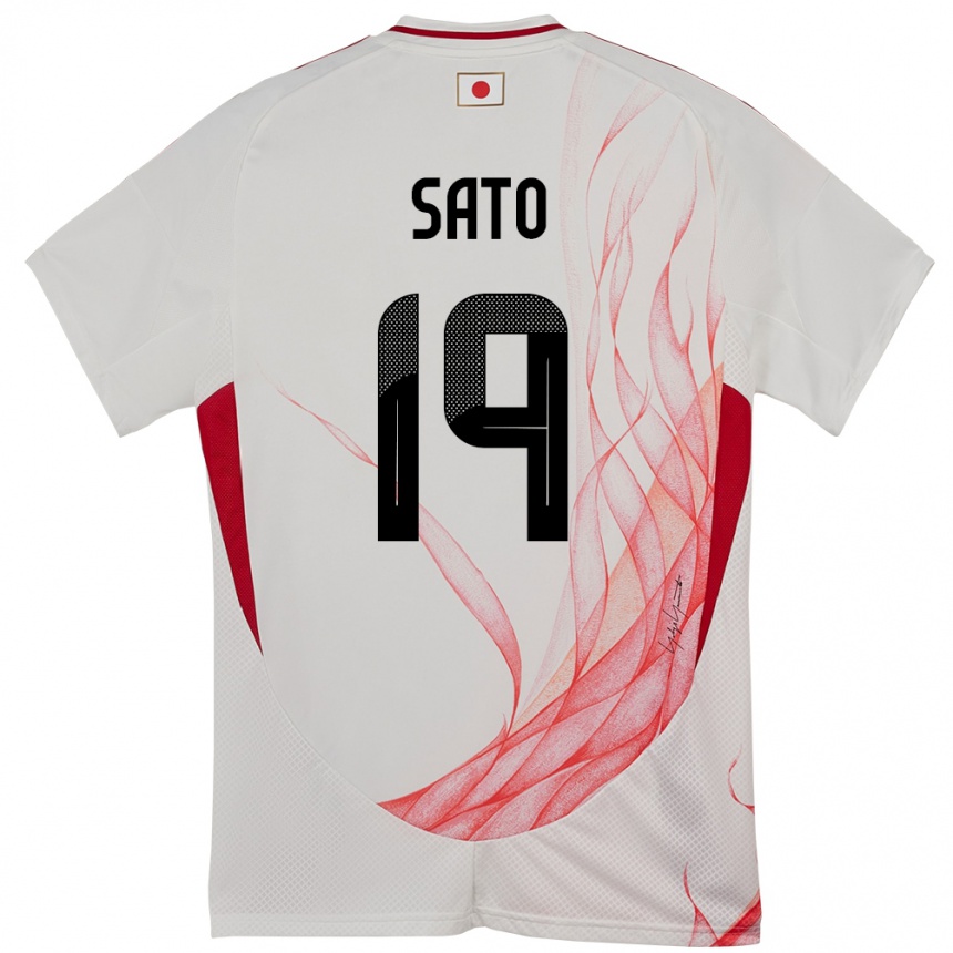 ילדים כדורגל יַפָּן Raku Sato #19 לָבָן הרחק ג'רזי 24-26
