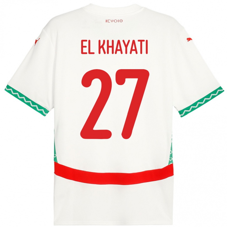 ילדים כדורגל מָרוֹקוֹ Ayoub El Khayati #27 לָבָן הרחק ג'רזי 24-26