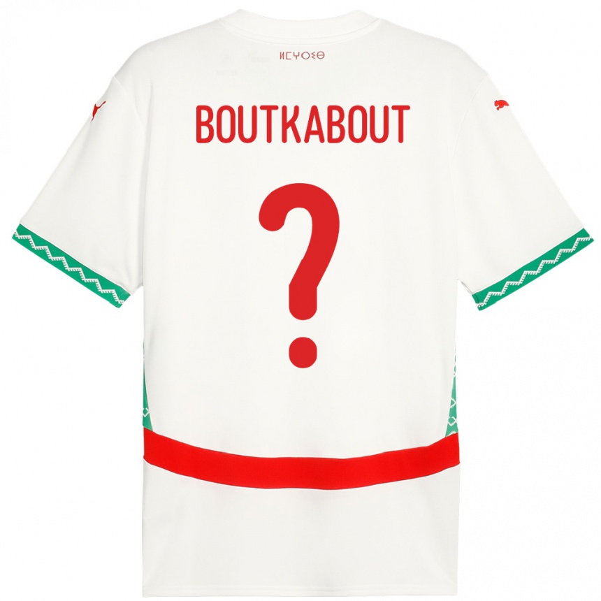 ילדים כדורגל מָרוֹקוֹ Amir Boutkabout #0 לָבָן הרחק ג'רזי 24-26