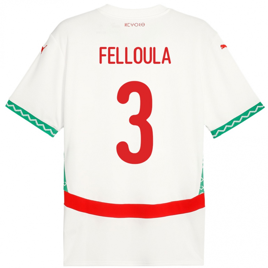 ילדים כדורגל מָרוֹקוֹ Youness Felloula #3 לָבָן הרחק ג'רזי 24-26