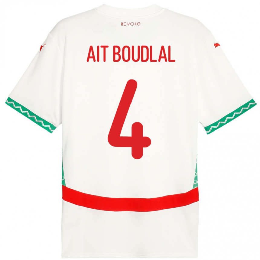 ילדים כדורגל מָרוֹקוֹ Abdelhamid Ait Boudlal #4 לָבָן הרחק ג'רזי 24-26