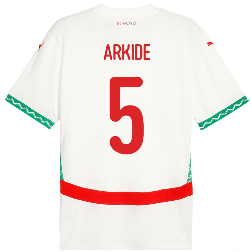 ילדים כדורגל מָרוֹקוֹ Abderahmane Arkide #5 לָבָן הרחק ג'רזי 24-26
