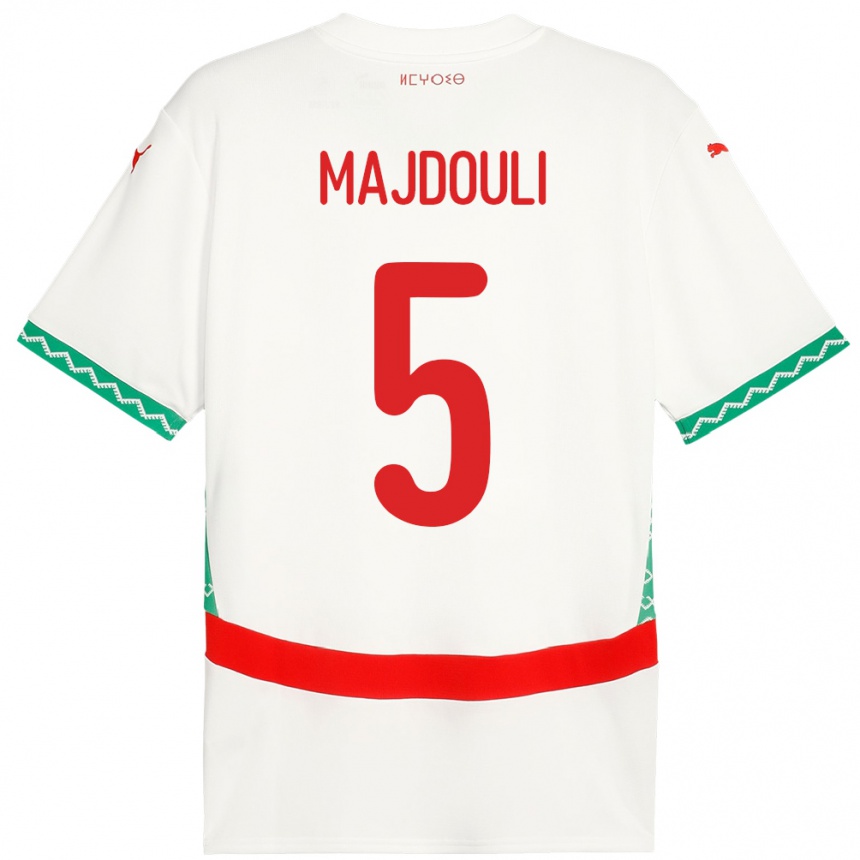 ילדים כדורגל מָרוֹקוֹ Wael Majdouli #5 לָבָן הרחק ג'רזי 24-26