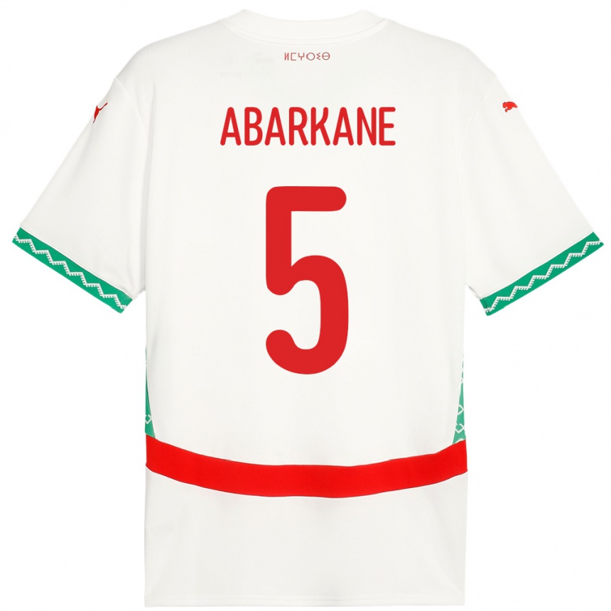ילדים כדורגל מָרוֹקוֹ Ahmed Abarkane #5 לָבָן הרחק ג'רזי 24-26