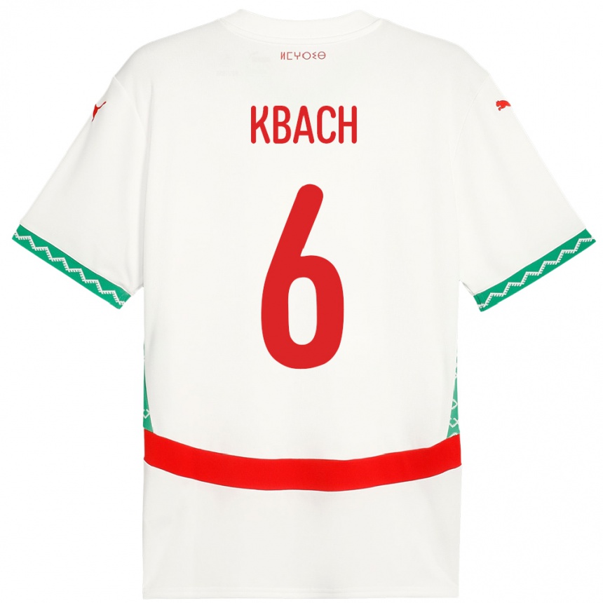 ילדים כדורגל מָרוֹקוֹ Hamza Kbach #6 לָבָן הרחק ג'רזי 24-26