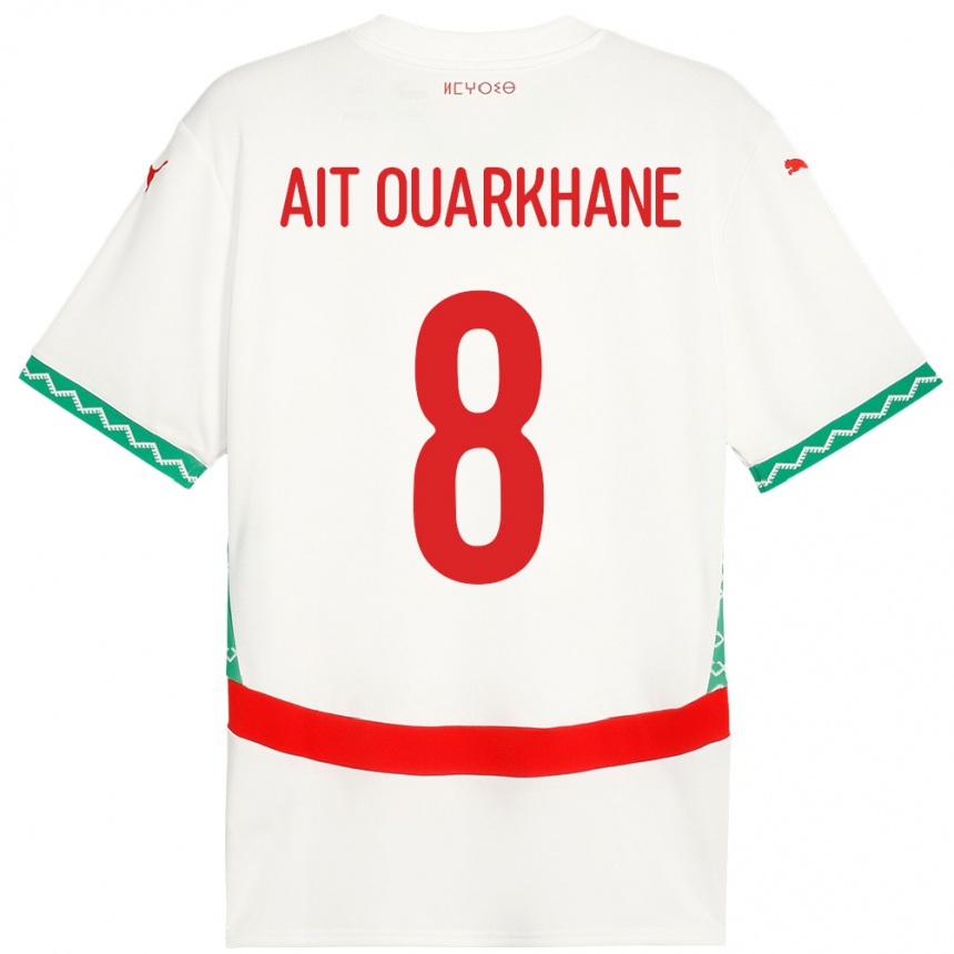 ילדים כדורגל מָרוֹקוֹ Khalid Aït Ouarkhane #8 לָבָן הרחק ג'רזי 24-26