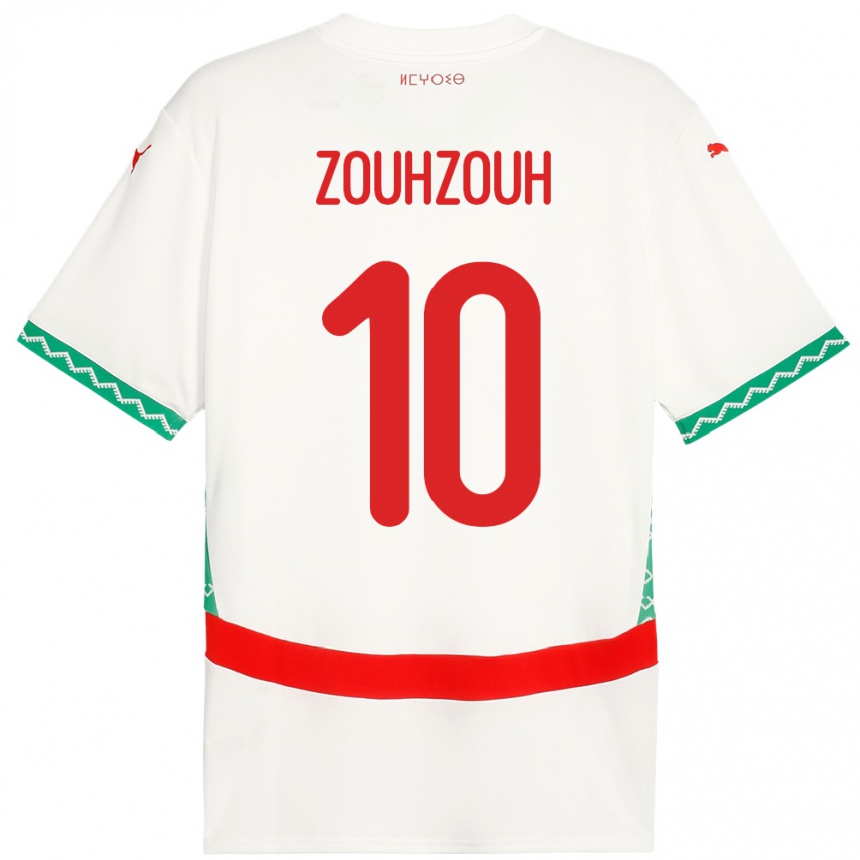 ילדים כדורגל מָרוֹקוֹ Amine Zouhzouh #10 לָבָן הרחק ג'רזי 24-26