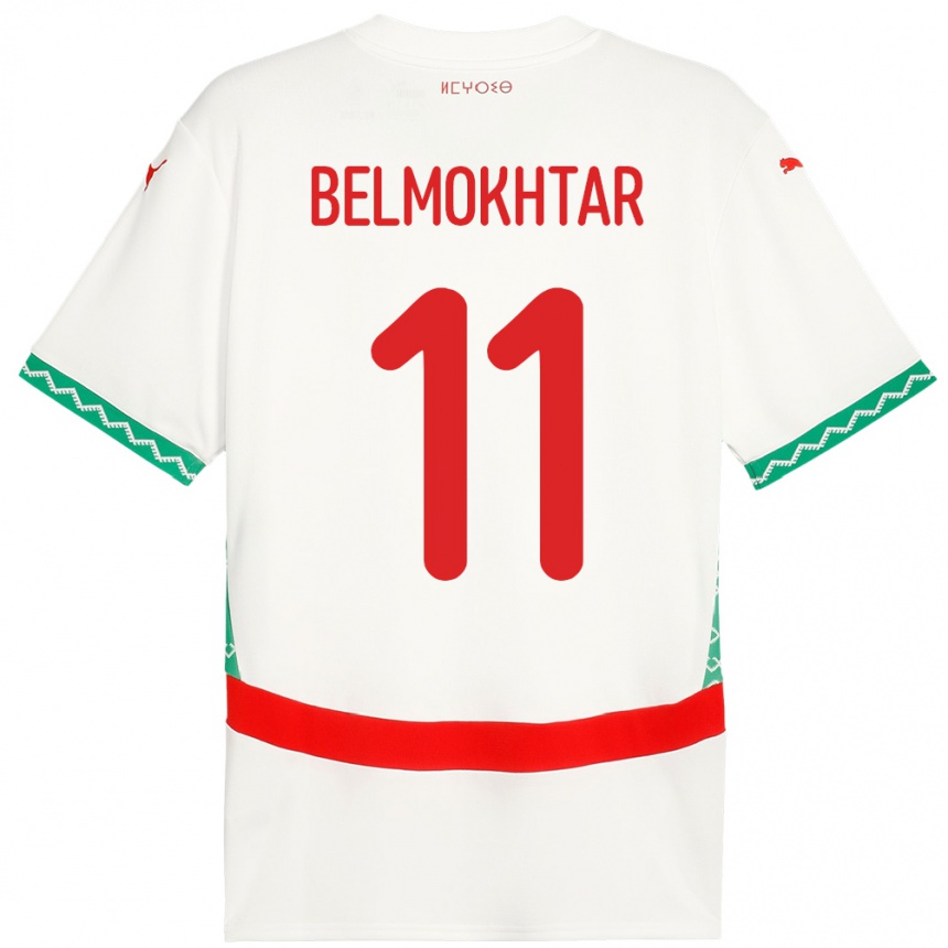 ילדים כדורגל מָרוֹקוֹ Ilies Belmokhtar #11 לָבָן הרחק ג'רזי 24-26