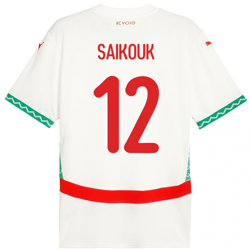 ילדים כדורגל מָרוֹקוֹ Walid Saikouk #12 לָבָן הרחק ג'רזי 24-26