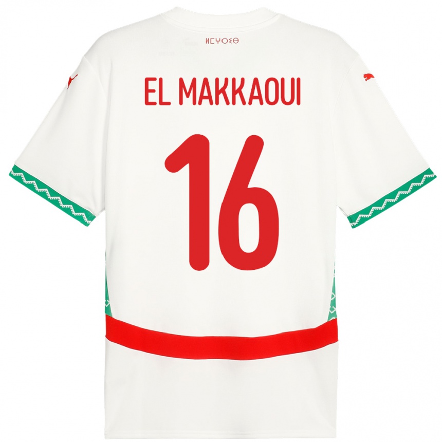 ילדים כדורגל מָרוֹקוֹ Anas El Makkaoui #16 לָבָן הרחק ג'רזי 24-26