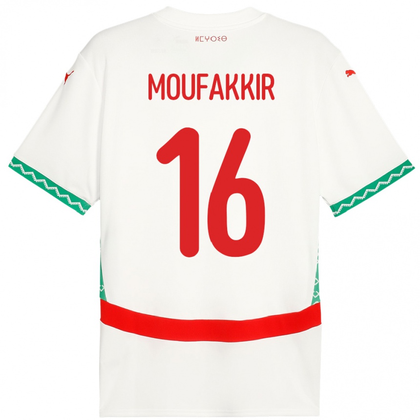 ילדים כדורגל מָרוֹקוֹ Ishak Moufakkir #16 לָבָן הרחק ג'רזי 24-26