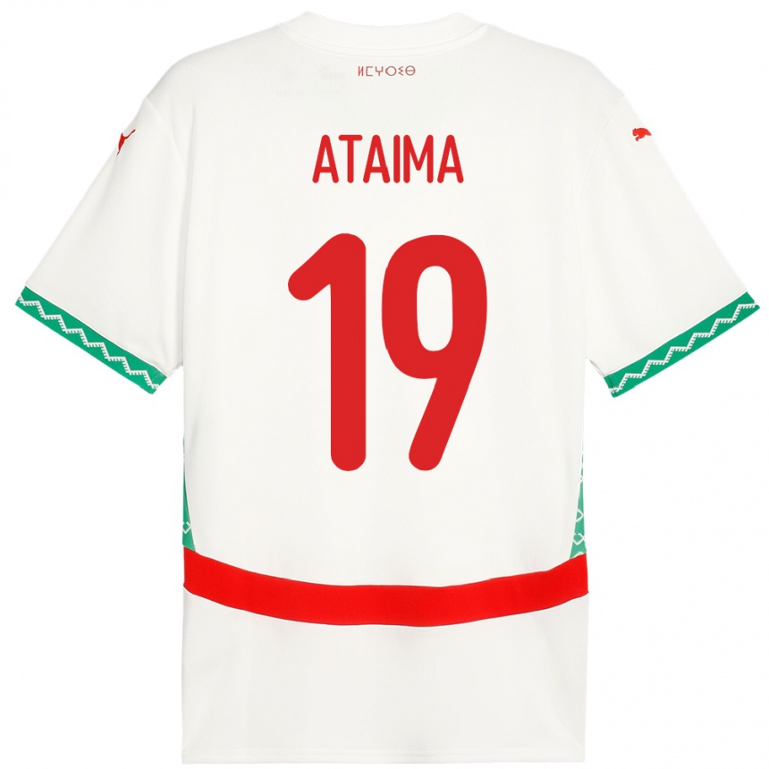 ילדים כדורגל מָרוֹקוֹ Hamza Ataima #19 לָבָן הרחק ג'רזי 24-26