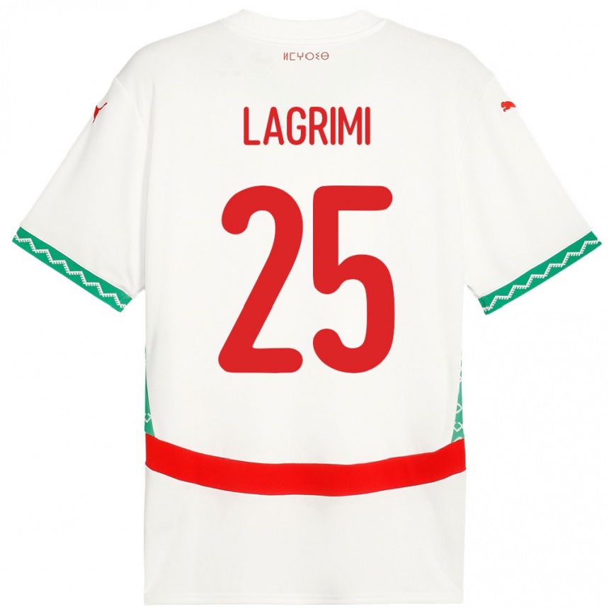 ילדים כדורגל מָרוֹקוֹ Ilyass Lagrimi #25 לָבָן הרחק ג'רזי 24-26