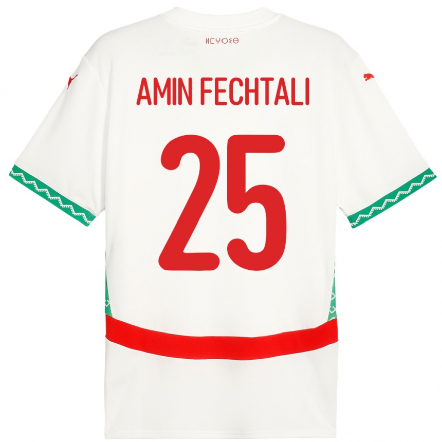 ילדים כדורגל מָרוֹקוֹ Oualid Amin Fechtali #25 לָבָן הרחק ג'רזי 24-26