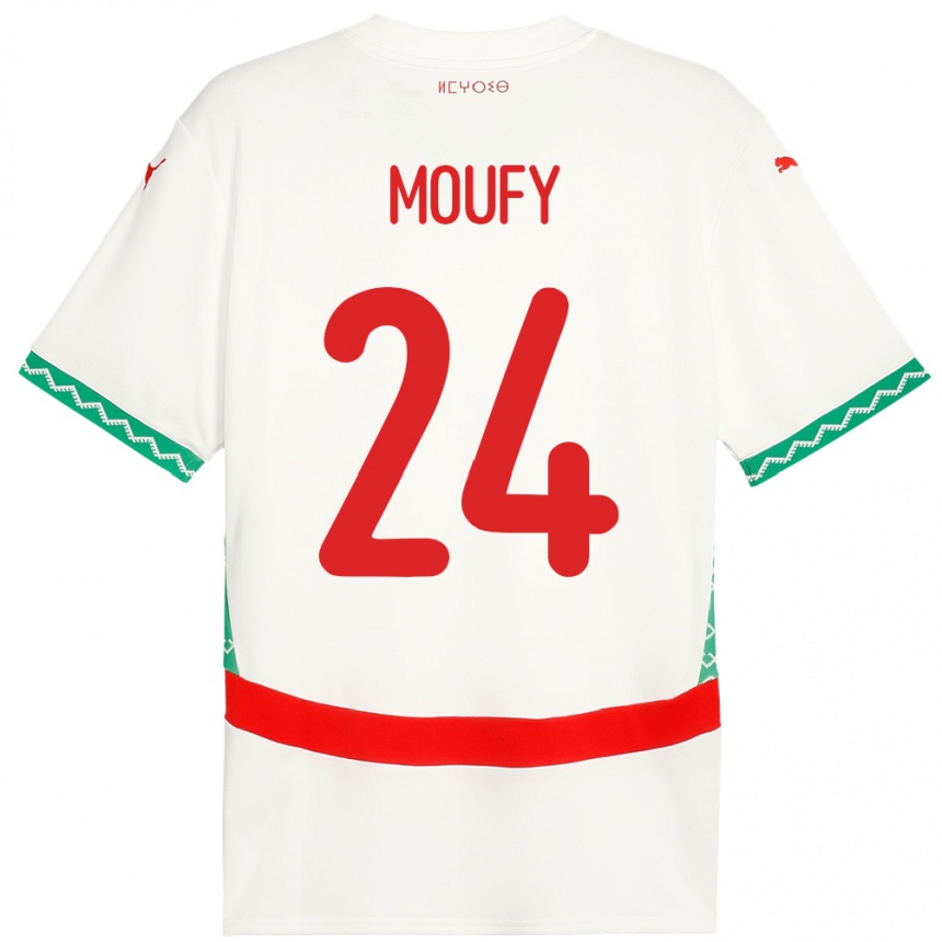 ילדים כדורגל מָרוֹקוֹ Fahd Moufi #24 לָבָן הרחק ג'רזי 24-26