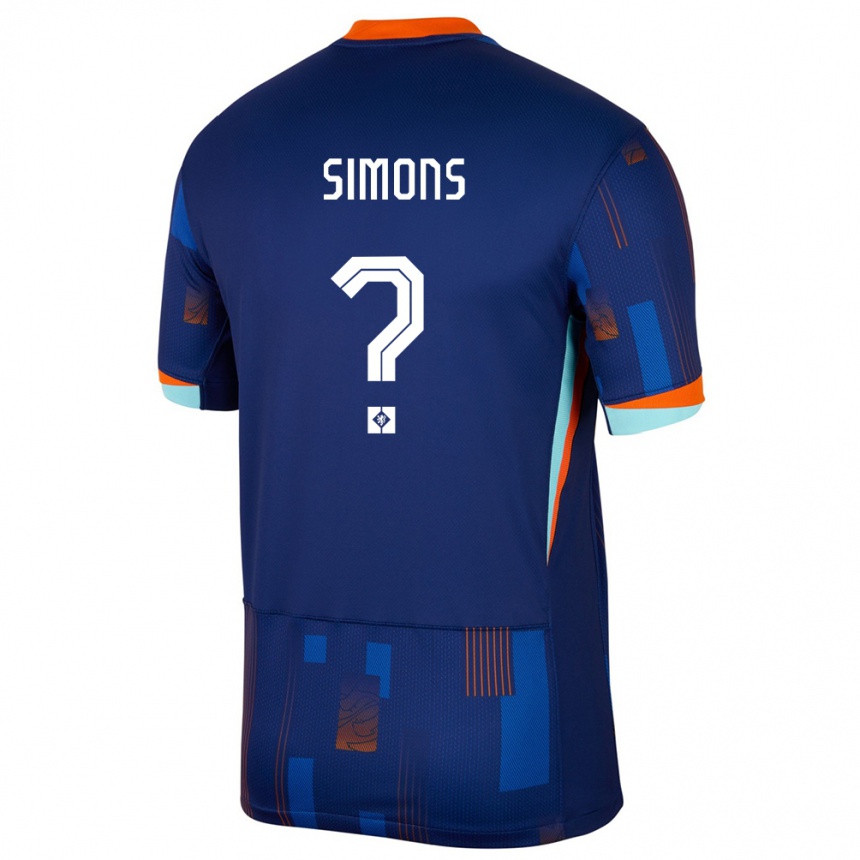 ילדים כדורגל הולנד Saviola Simons #0 כְּחוֹל הרחק ג'רזי 24-26
