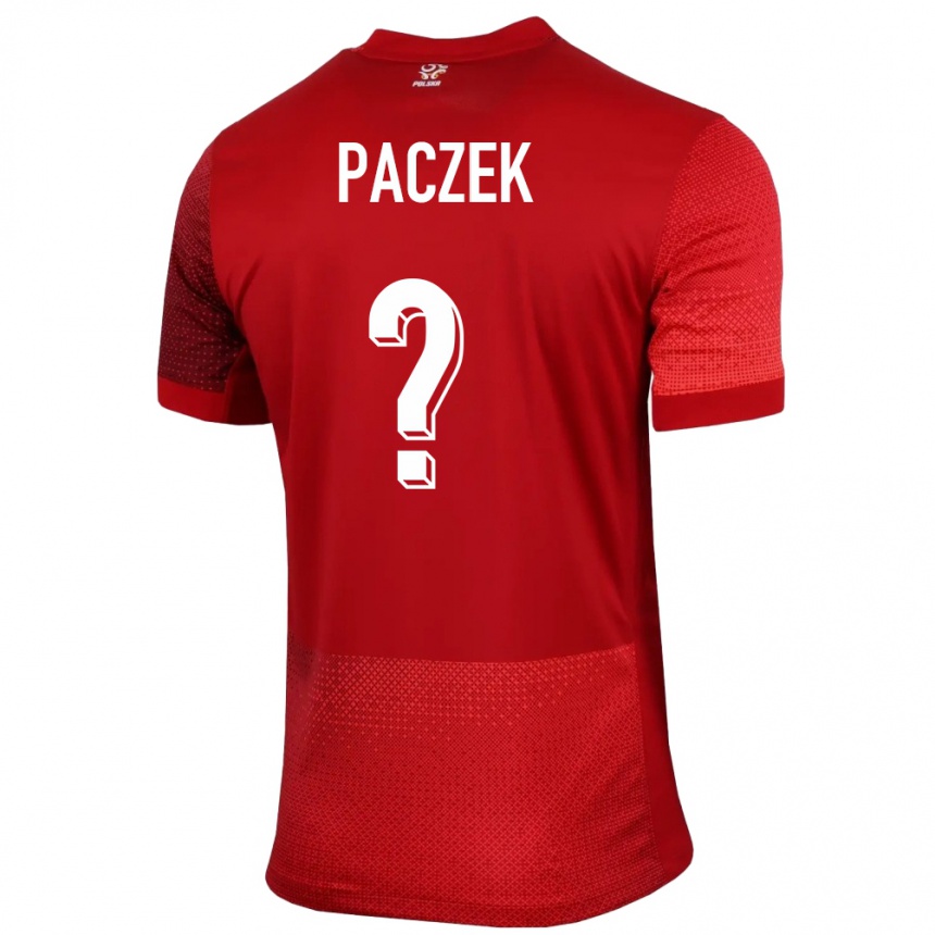 ילדים כדורגל פולין Szymon Paczek #0 אָדוֹם הרחק ג'רזי 24-26