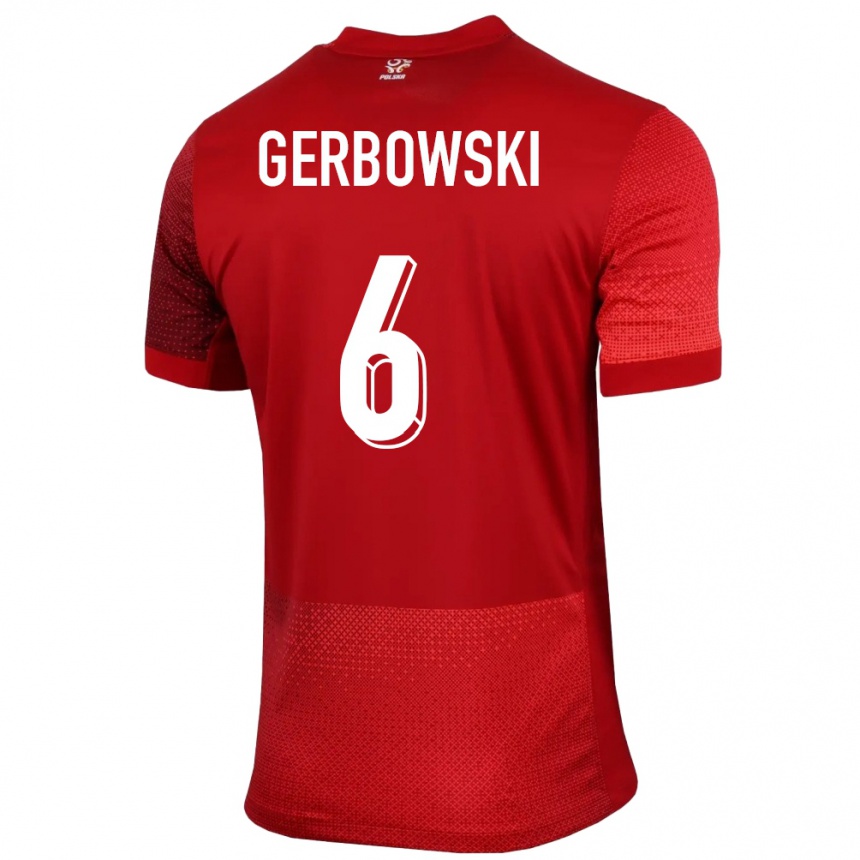 ילדים כדורגל פולין Fryderyk Gerbowski #6 אָדוֹם הרחק ג'רזי 24-26