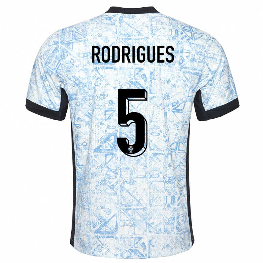 ילדים כדורגל פורטוגל Rafa Rodrigues #5 כחול שמנת הרחק ג'רזי 24-26