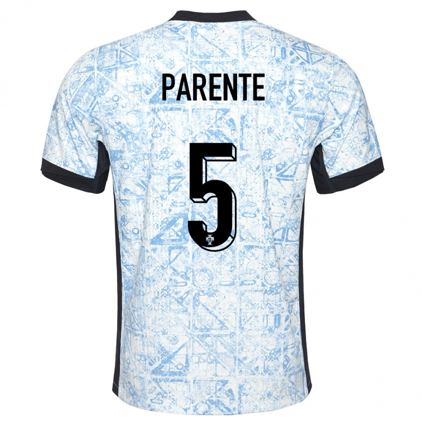 ילדים כדורגל פורטוגל Tiago Parente #5 כחול שמנת הרחק ג'רזי 24-26