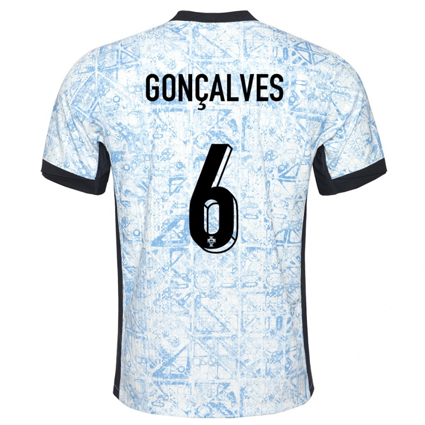 ילדים כדורגל פורטוגל Rodrigo Gonçalves #6 כחול שמנת הרחק ג'רזי 24-26