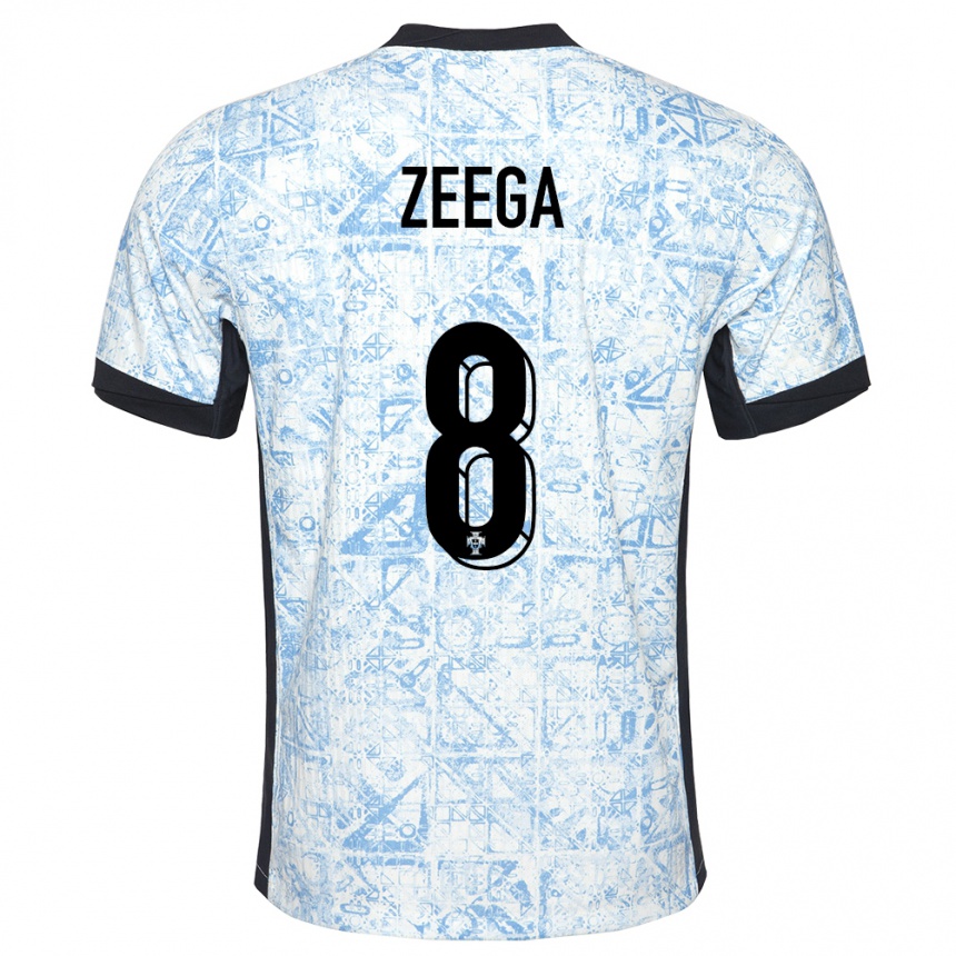 ילדים כדורגל פורטוגל Zeega #8 כחול שמנת הרחק ג'רזי 24-26