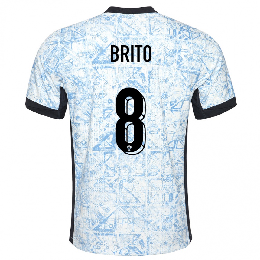ילדים כדורגל פורטוגל João Brito #8 כחול שמנת הרחק ג'רזי 24-26