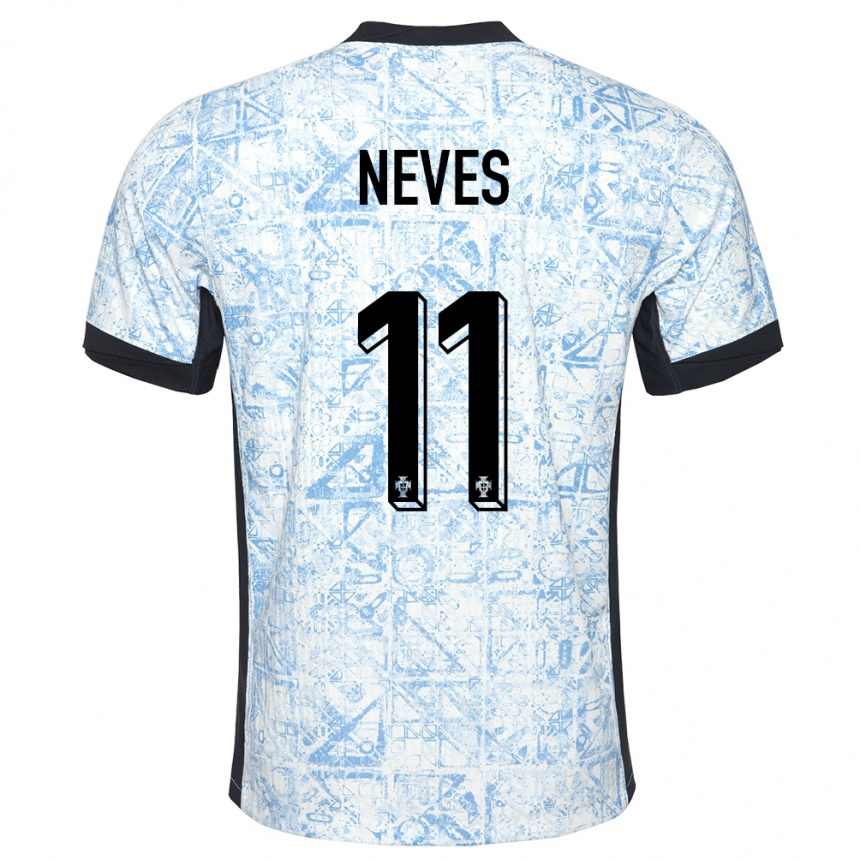 ילדים כדורגל פורטוגל Bernardo Neves #11 כחול שמנת הרחק ג'רזי 24-26