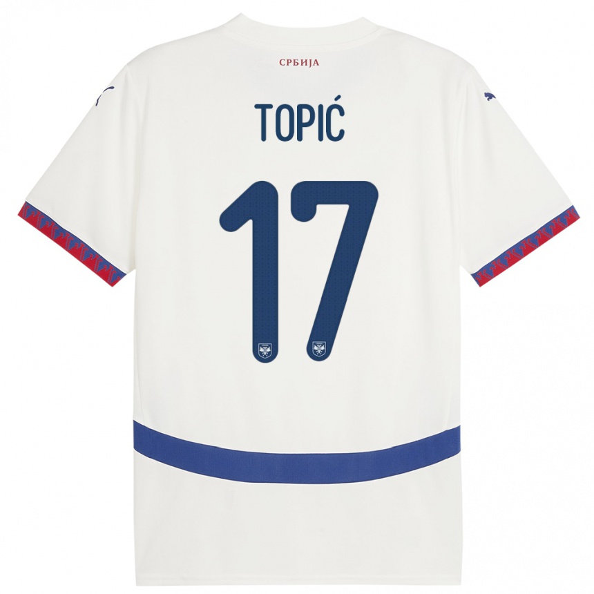ילדים כדורגל סרביה מירקו טופיק #17 לבן הרחק ג'רזי 24-26