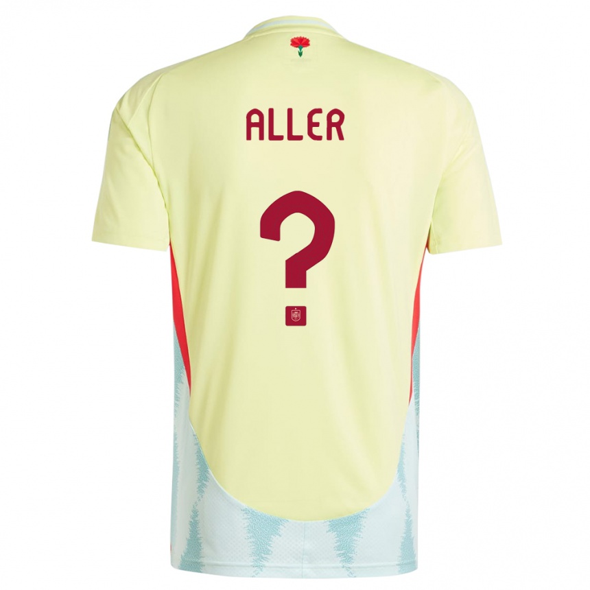 ילדים כדורגל ספרד Eder Aller #0 צהוב הרחק ג'רזי 24-26