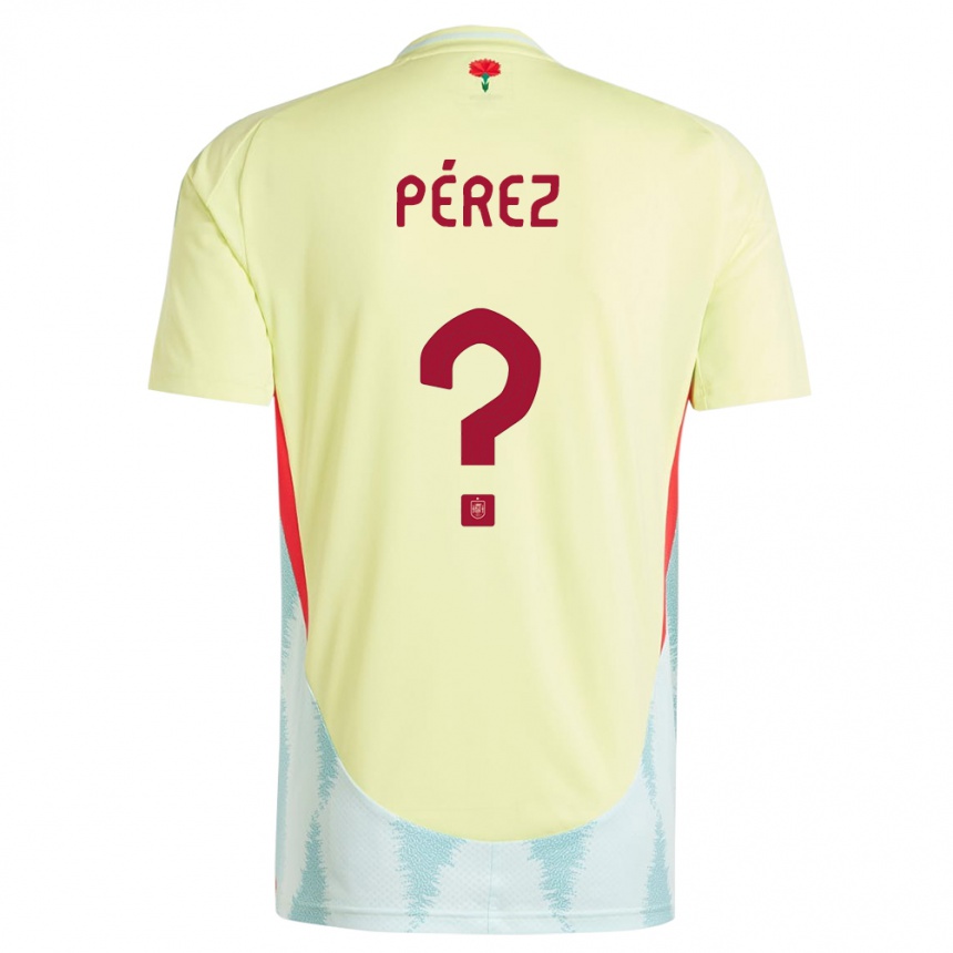 ילדים כדורגל ספרד Luismi Pérez #0 צהוב הרחק ג'רזי 24-26