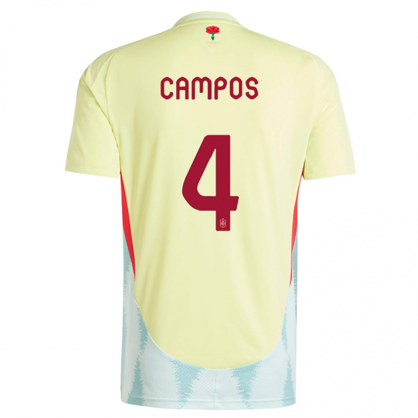 ילדים כדורגל ספרד Alex Campos #4 צהוב הרחק ג'רזי 24-26