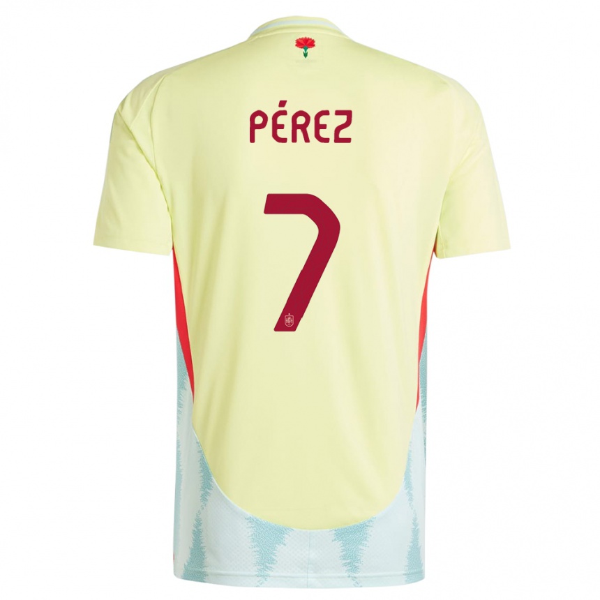 ילדים כדורגל ספרד Adrián Pérez #7 צהוב הרחק ג'רזי 24-26