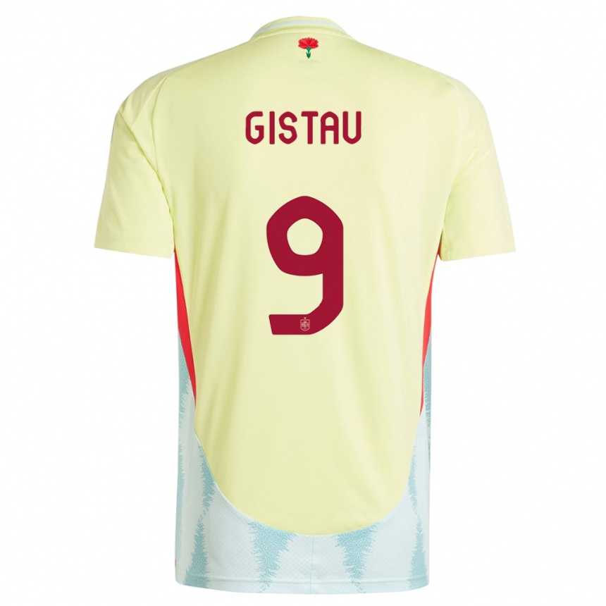 ילדים כדורגל ספרד Òscar Gistau #9 צהוב הרחק ג'רזי 24-26