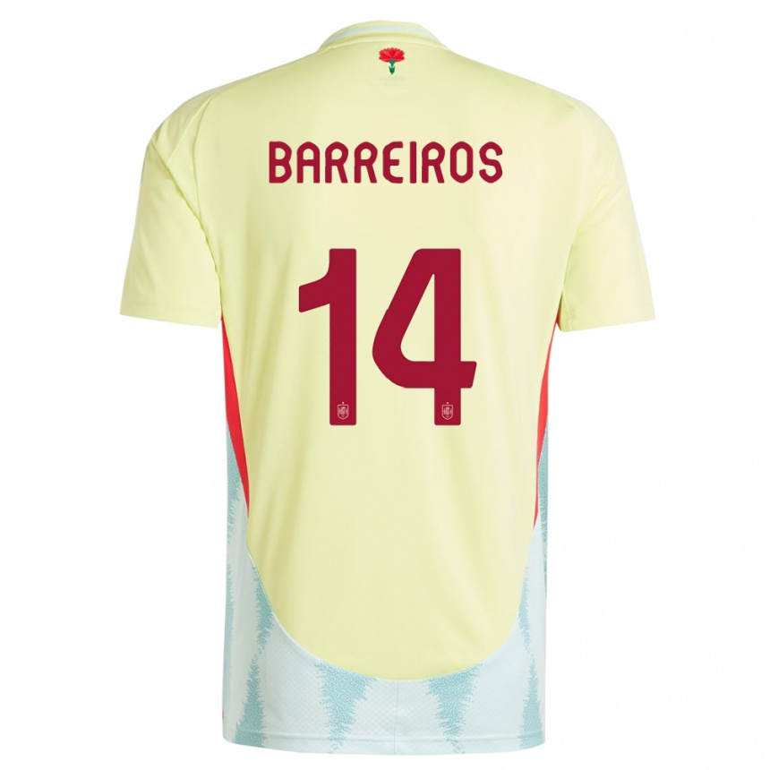 ילדים כדורגל ספרד Iago Barreiros #14 צהוב הרחק ג'רזי 24-26