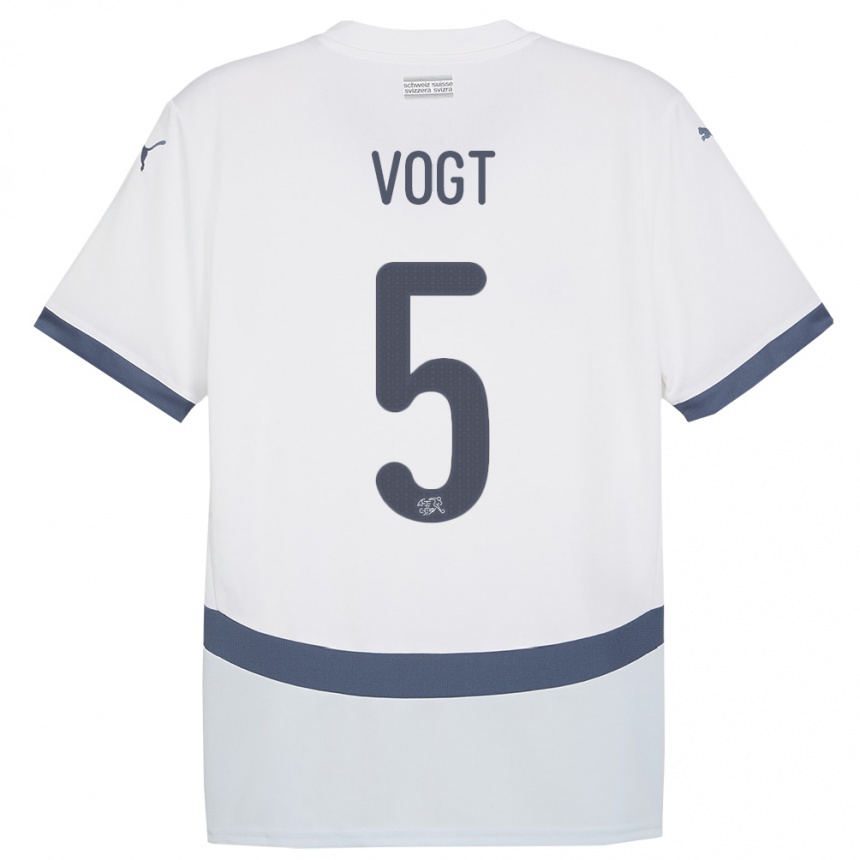 ילדים כדורגל שווייץ Gian Vogt #5 לבן הרחק ג'רזי 24-26