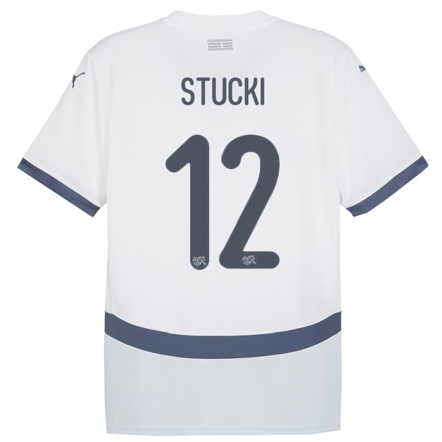 ילדים כדורגל שווייץ Jayden Stucki #12 לבן הרחק ג'רזי 24-26