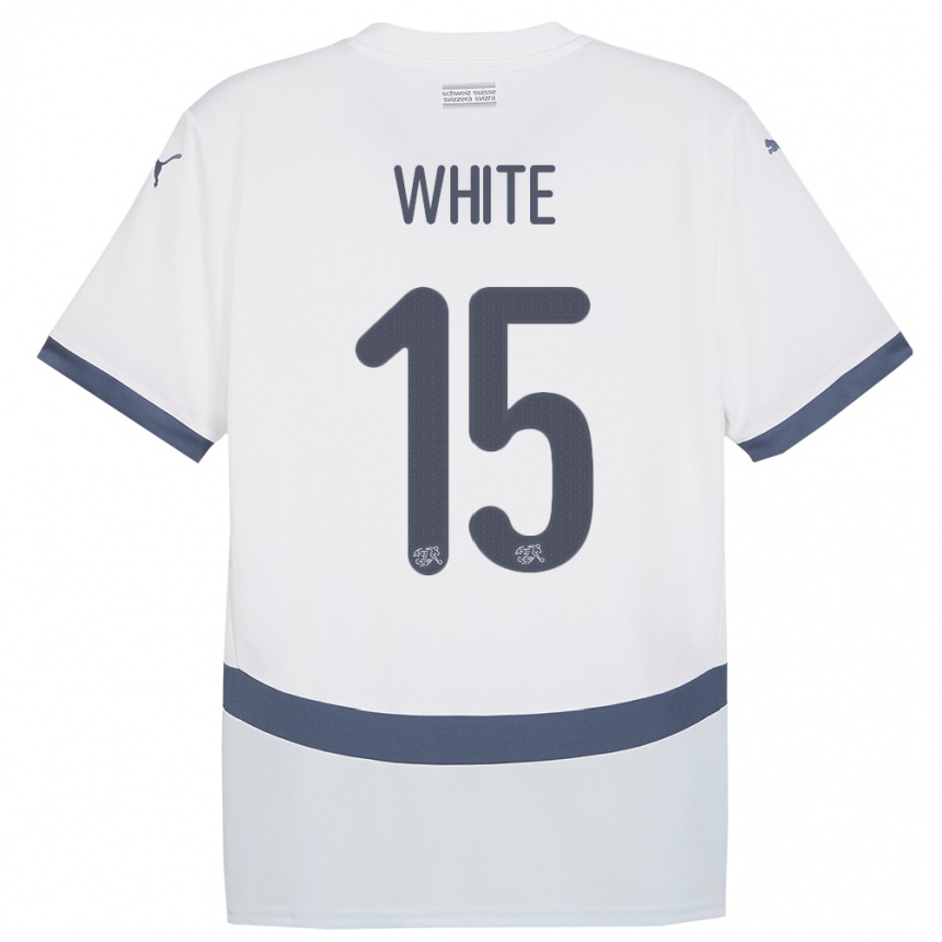 ילדים כדורגל שווייץ Leon White #15 לבן הרחק ג'רזי 24-26
